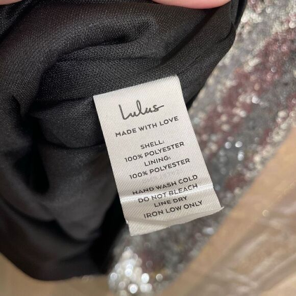 Lulus Silver Sequin High Neck Casmar Mini Dress, Large NWT - Picture 5 of 8